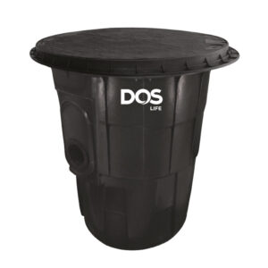 ถังดักไขมันใต้ดิน DOS G-TEK ดำ 40L ท่อระดับ3 ฝาลายหินดำ+เฟรม
